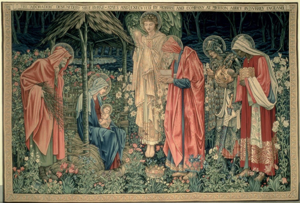 Pokłon Trzech Króli, wykonany przez William Morris and Co., Opactwo Merton (ręcznie tkany gobelin wełniany) autorstwa Edward Burne Jones