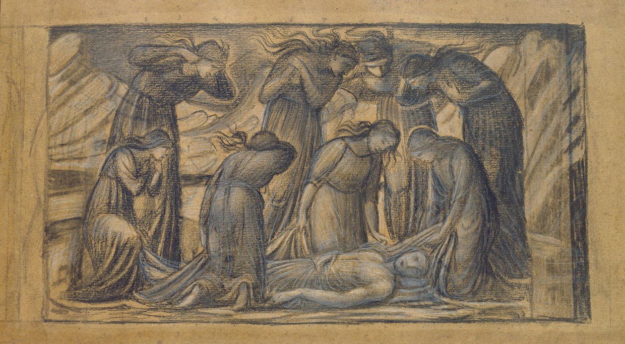 Śmierć Orfeusza (ołówek i kreda na papierze) autorstwa Edward Burne Jones