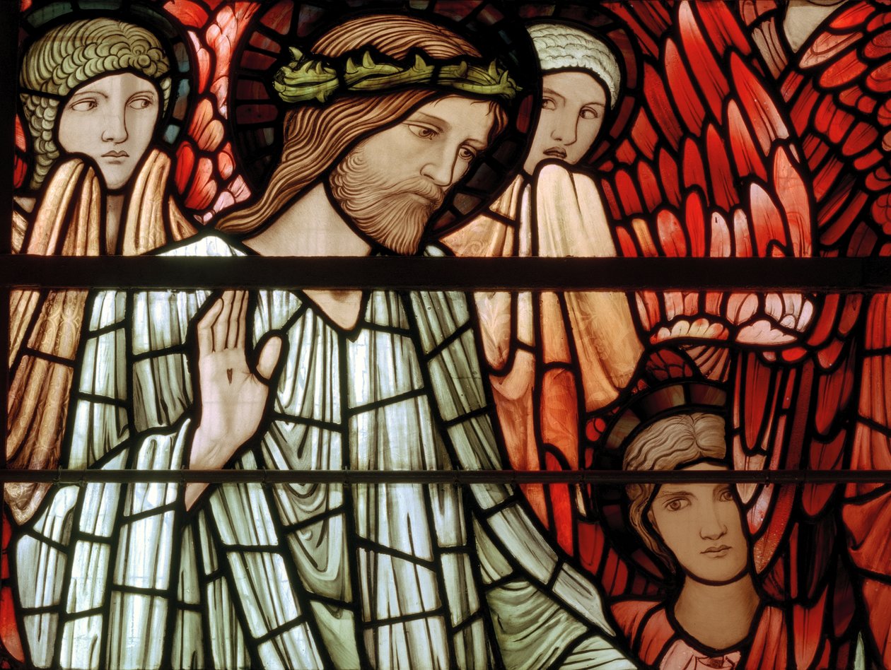 Okno Sądu Ostatecznego, detal, Chrystus w majestacie, 1897 autorstwa Edward Burne Jones