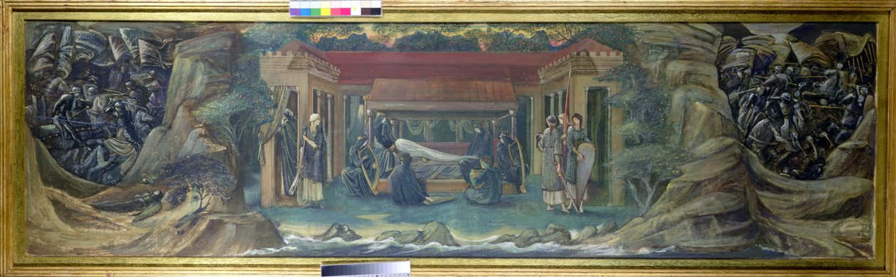 Sen Artura w Avalonie, 1894 (gwasz) autorstwa Edward Burne Jones
