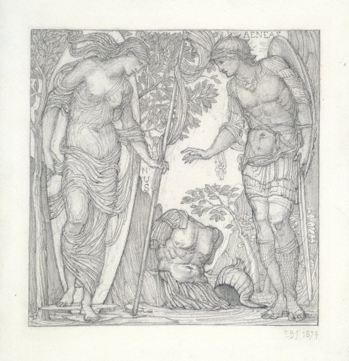 Wenus sprowadza zbroję do Eneasza, 1874 autorstwa Edward Burne Jones
