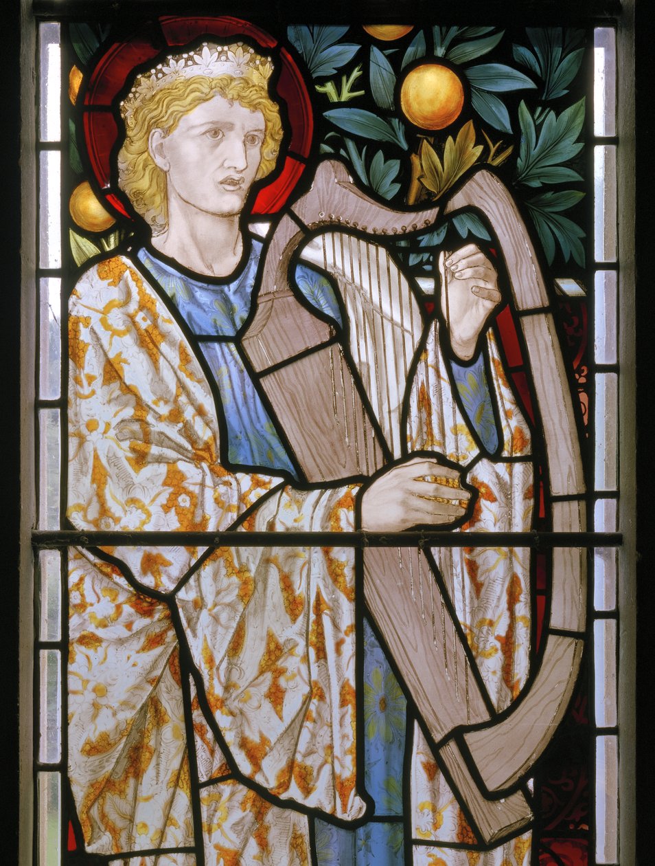 Waterford, St Michael & All Angels, Morris & Co., Edward Burne-Jones, King David Harping, 1872 autorstwa Edward Burne Jones