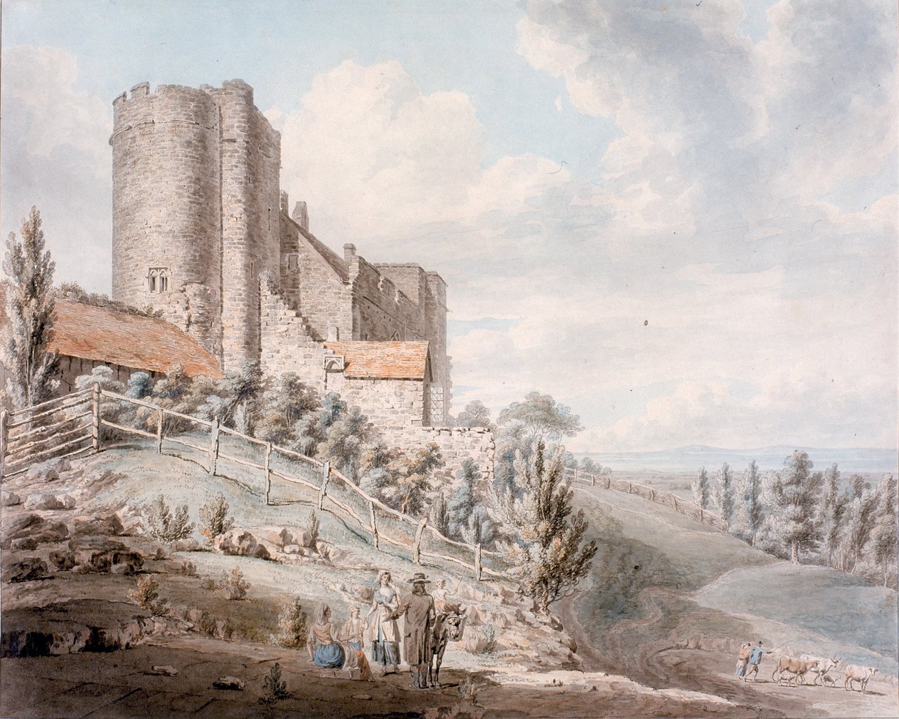 Zamek Lympne, Kent, 1790 (wc na papierze czerpanym) autorstwa Edward Dayes