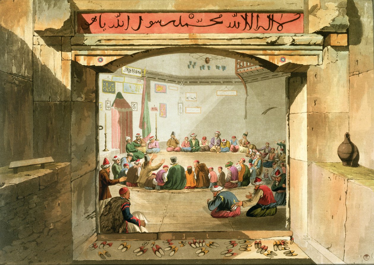 Wejście do Wieży Wiatrów, Ateny, z „Widoków w Grecji”, wyd. 1821 (akwatinta) autorstwa Edward Dodwell