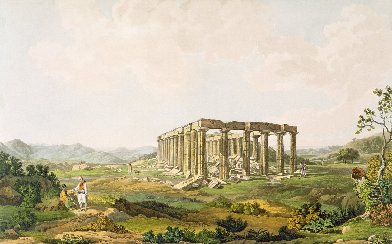 Świątynia Apolla Epikuriusza, tablica 25 z części 5 "Widoki w Grecji", ryt. Thomas Medland, 1819 (akwatinta) autorstwa Edward Dodwell