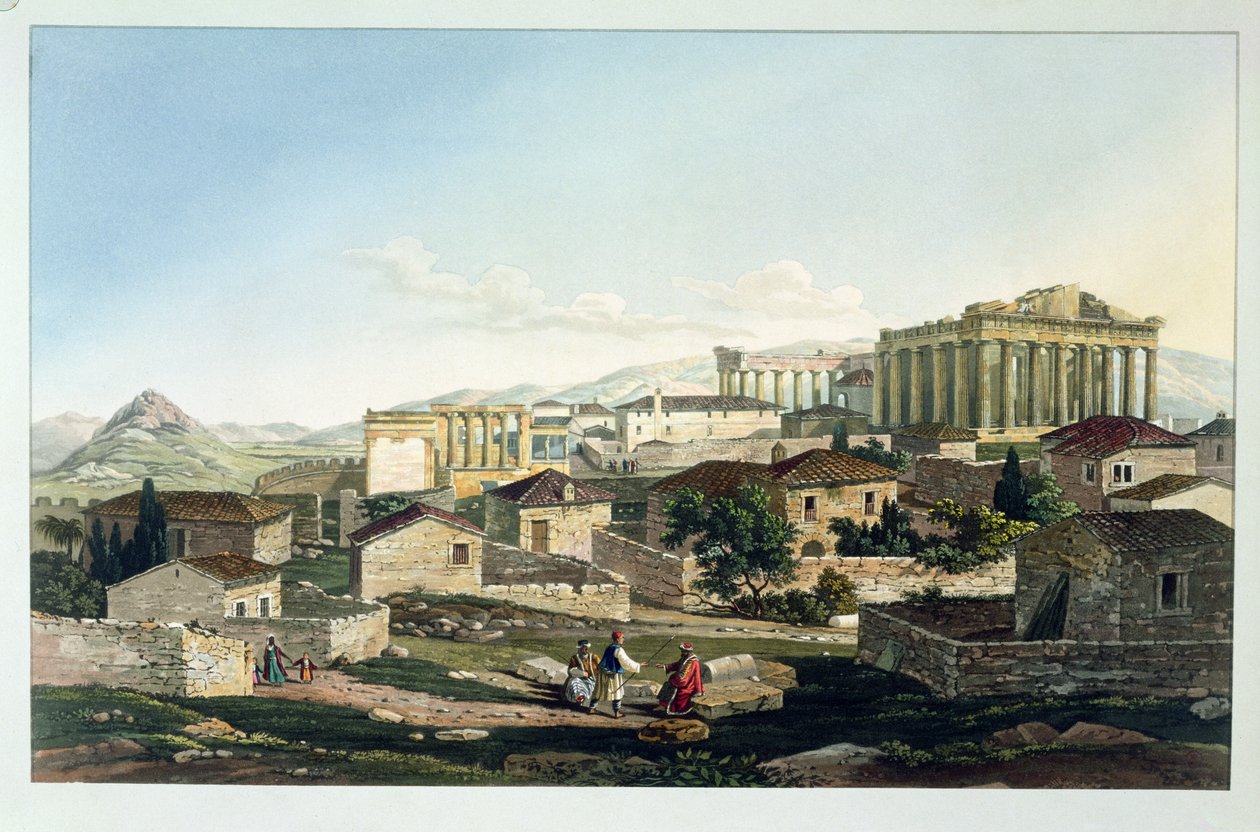 Front Zachodni Partenonu, tablica 19 z części 4 „Widoki w Grecji”, rycina Bennett, 1820 (akwatinta) autorstwa Edward Dodwell