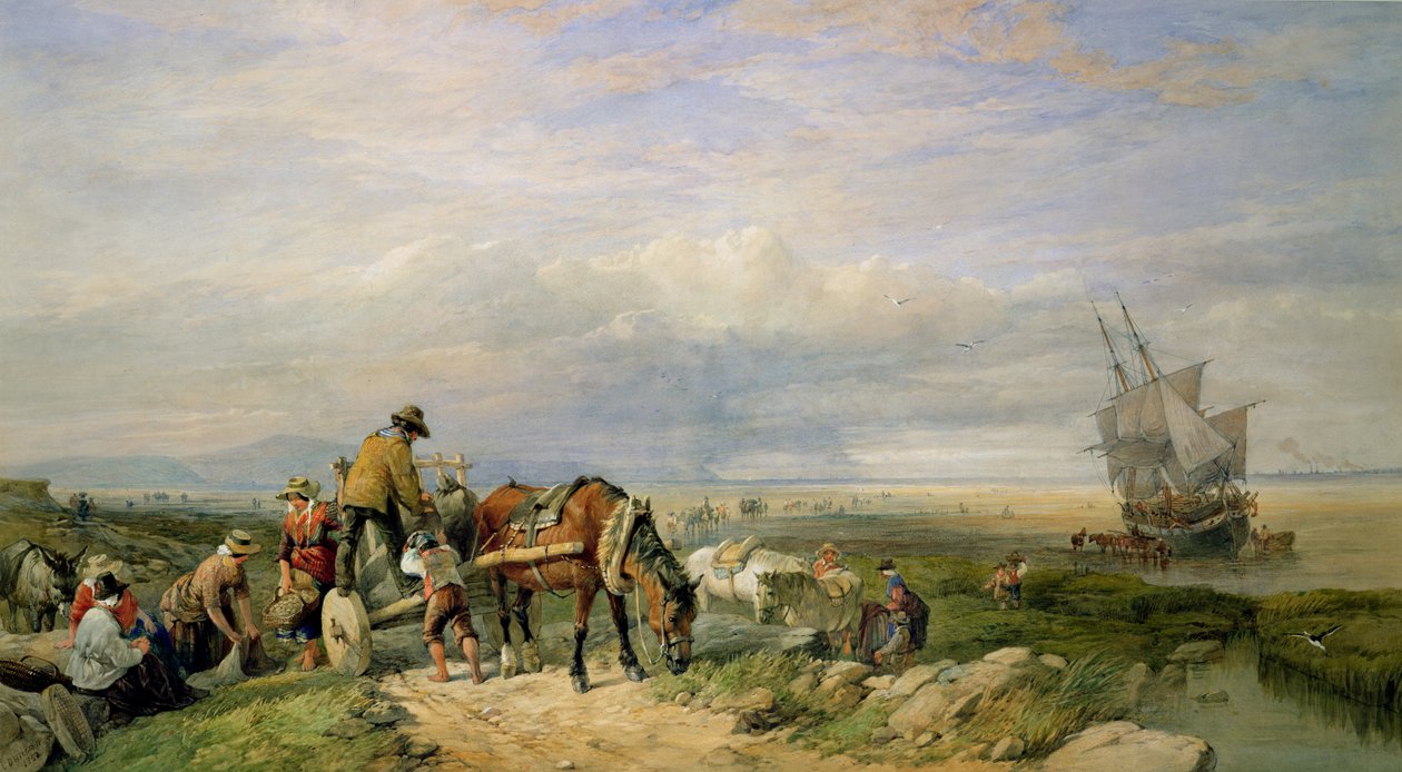 Zbieracze sercówek, Llanrhidian Sands, West Glamorgan, na półwyspie Gower autorstwa Edward Duncan