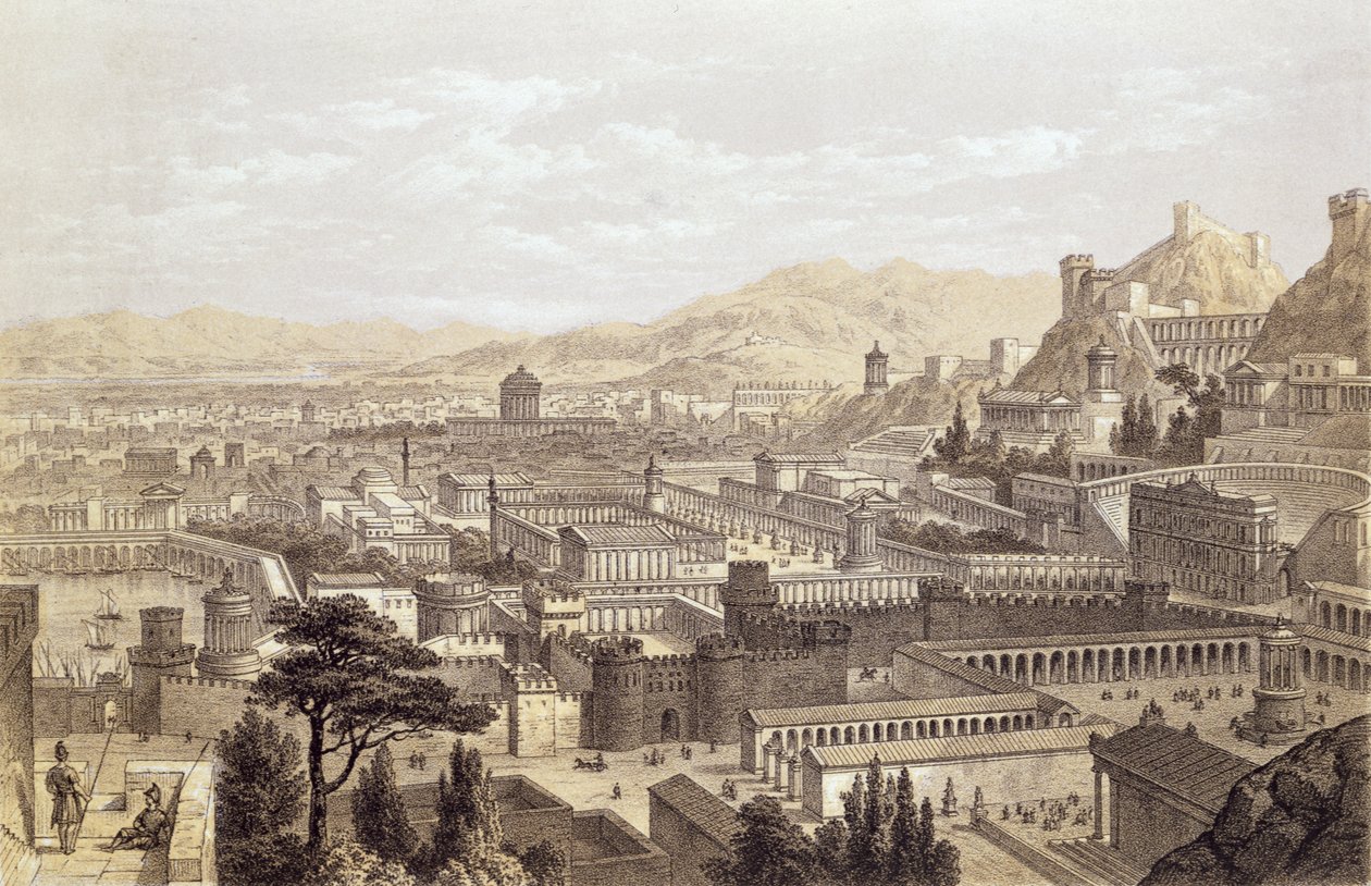 Miasto Efez z góry Coressus, wyryte przez T. Pickena, 1859 r. autorstwa Edward Falkener