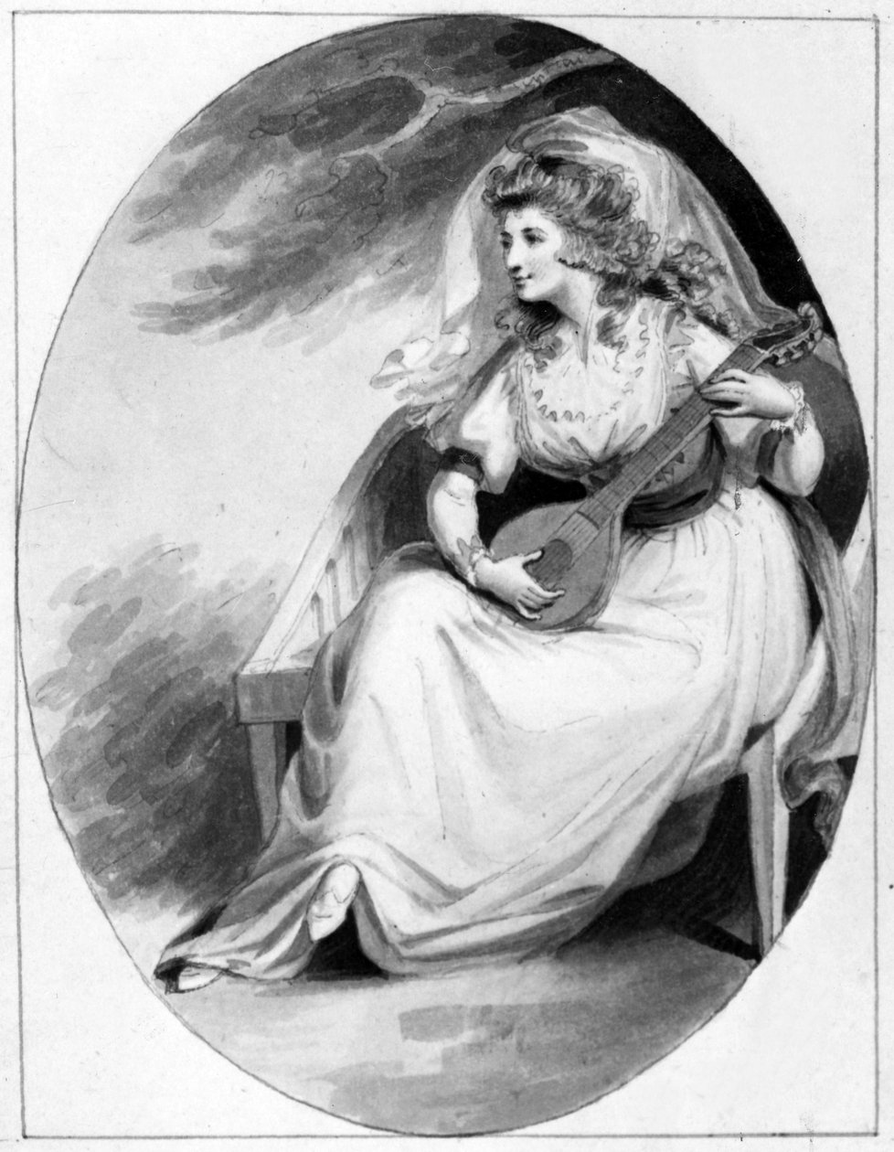 Elizabeth Farren w roli Olivii, ok. 1785 (pióro, tusz i pranie na papierze) autorstwa Edward Francis Burney