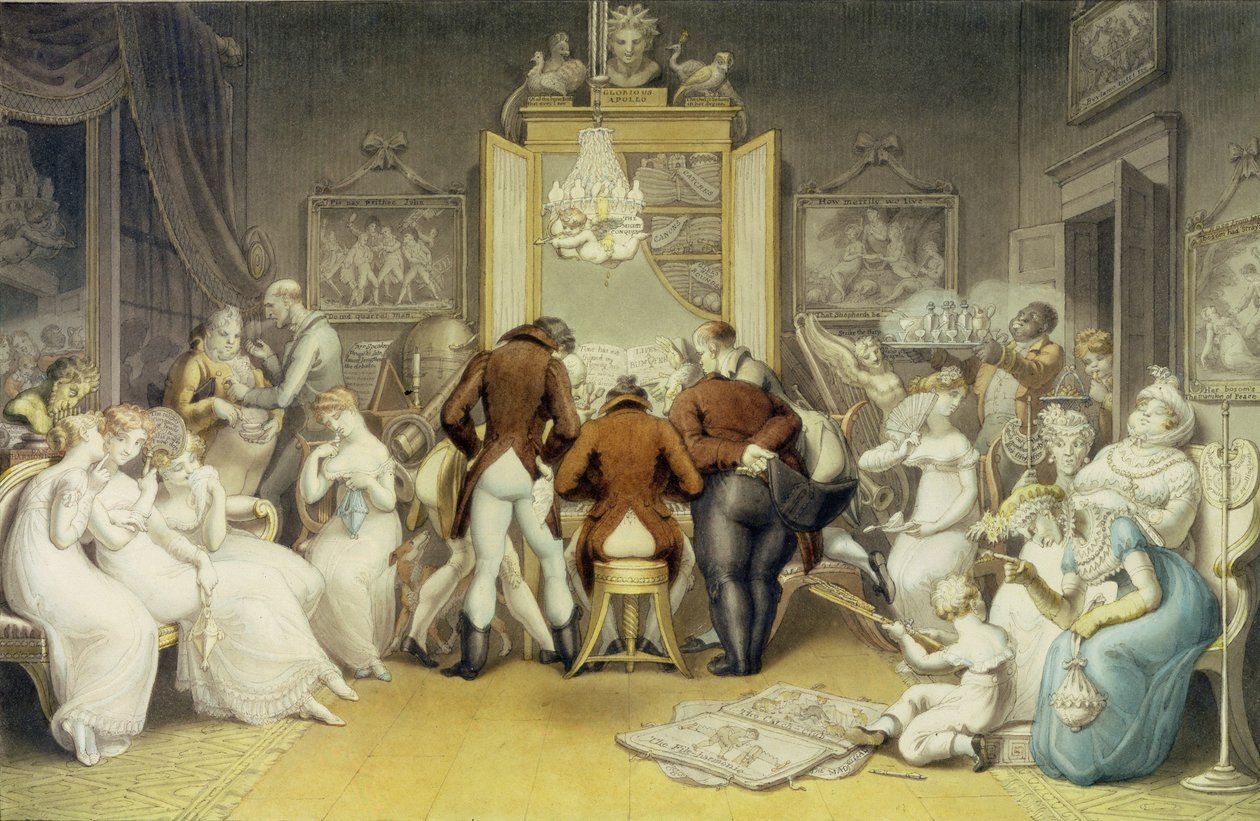 Triumf muzyki, ok. 1820 (toaleta, długopis i atrament na papierze) autorstwa Edward Francis Burney