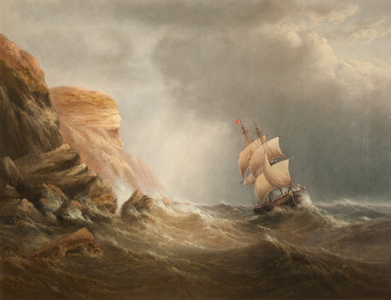 Skalista scena nadmorska autorstwa Edward King Redmore
