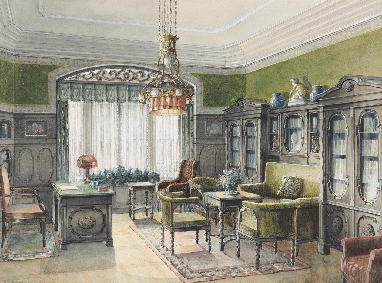 Wnętrze biblioteki autorstwa Edward Lamson Henry