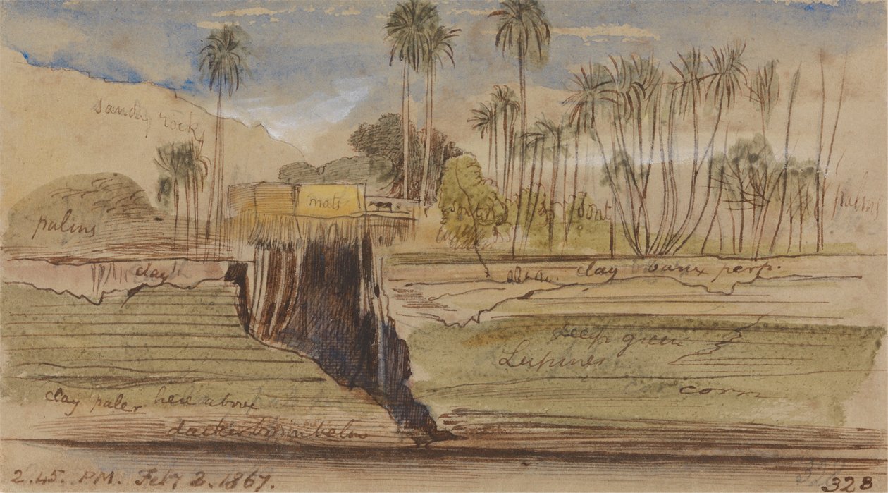 Między Ibreem a Wady Halfeh, 14:45, 2 lutego 1867 (328) autorstwa Edward Lear