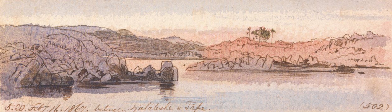 Między Kalabshee a Tafa, 17-20, 16 lutego 1867 (502) autorstwa Edward Lear
