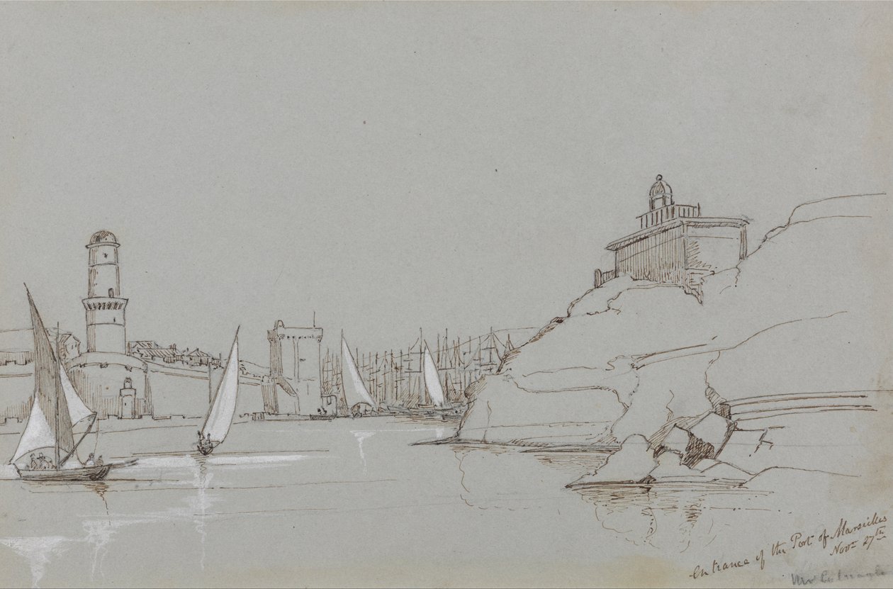 Wejście do portu w Marsylii autorstwa Edward Lear