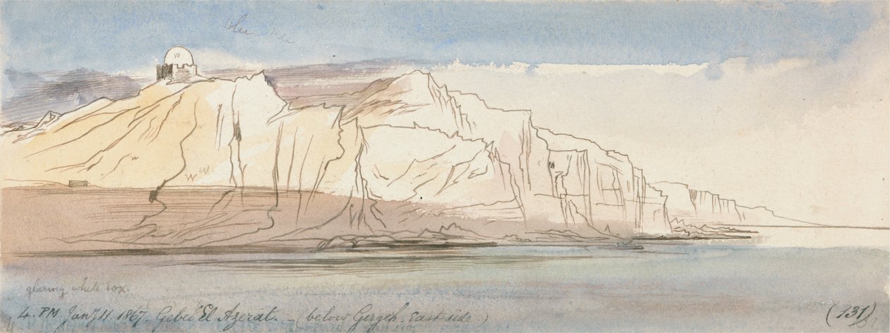 Gebel el Azerat (poniżej Girgeh, strona wschodnia) autorstwa Edward Lear