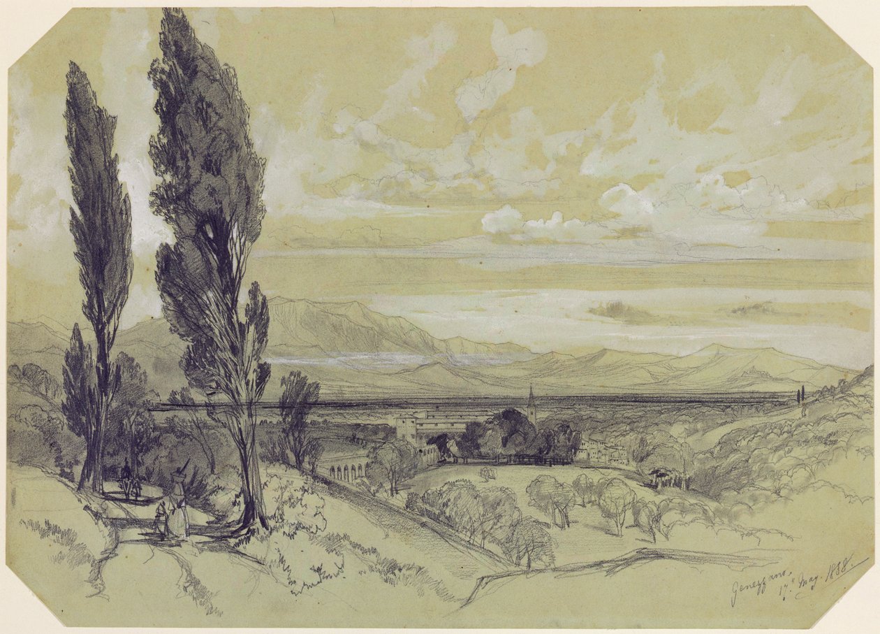 Genazzano, 17 maja 1838 (grafit na papierze) autorstwa Edward Lear