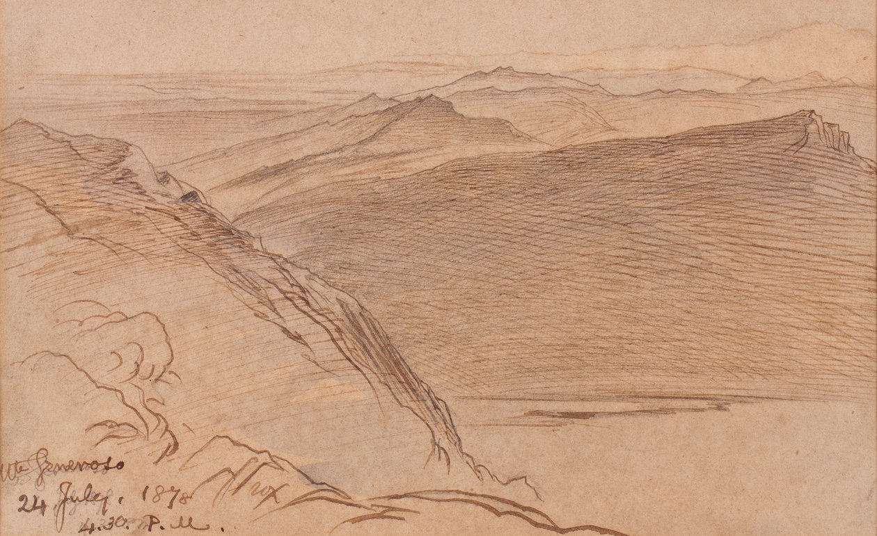 Monte Generoso, 1878 (pióro, tusz i wc na papierze) autorstwa Edward Lear