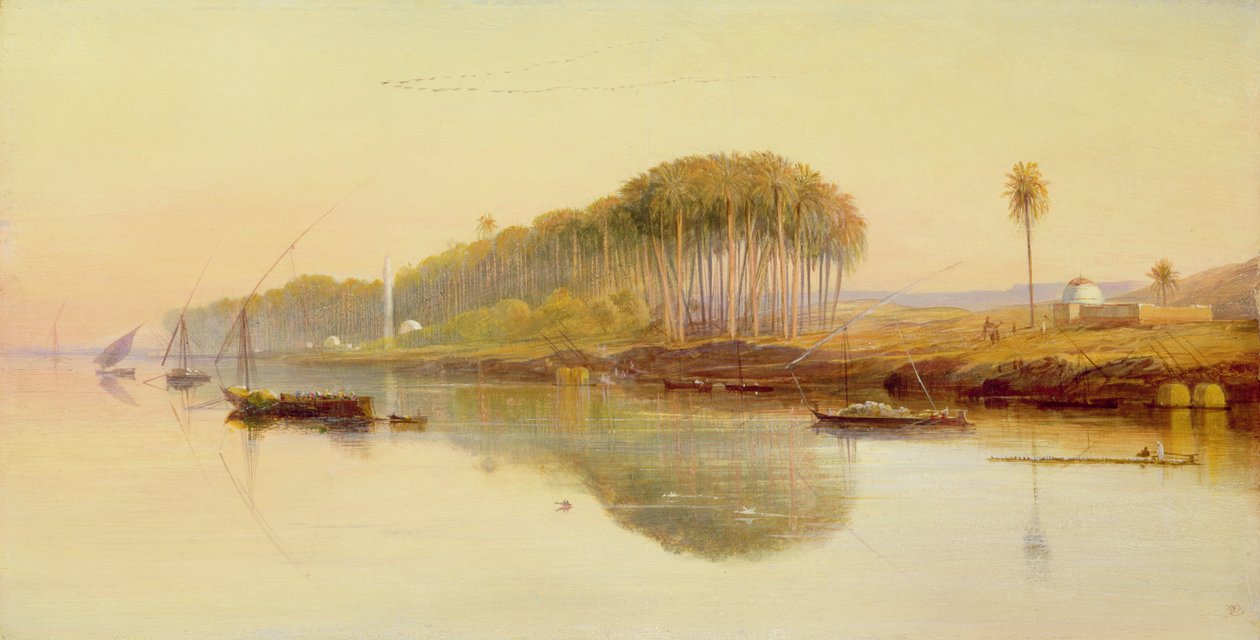 Szejk Abedah nad Nilem, 1869 autorstwa Edward Lear