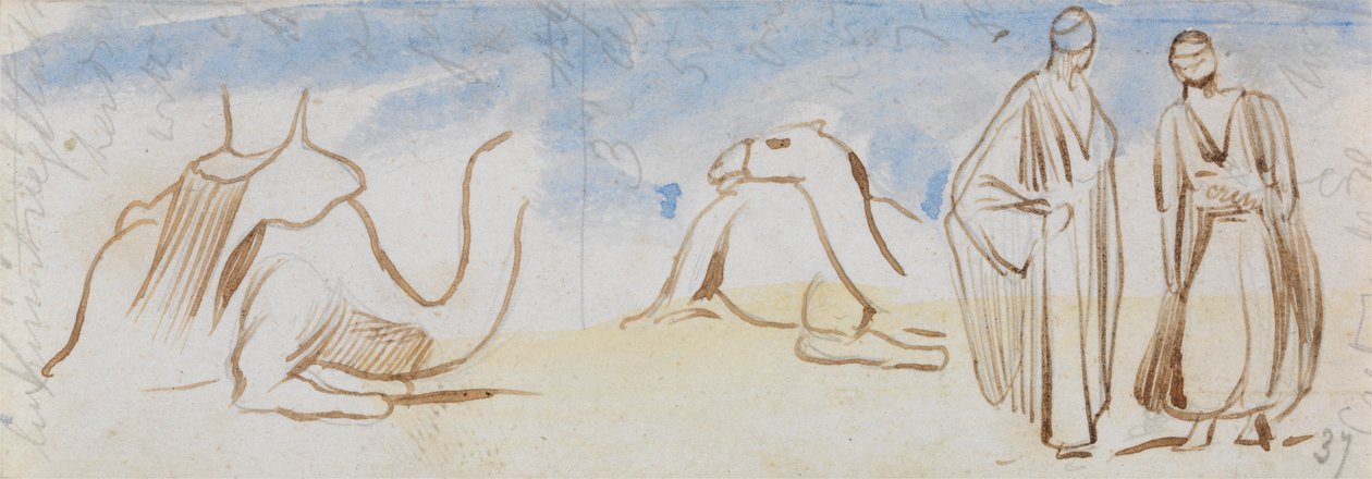 Badania wielbłądów i egipskich mężczyzn autorstwa Edward Lear