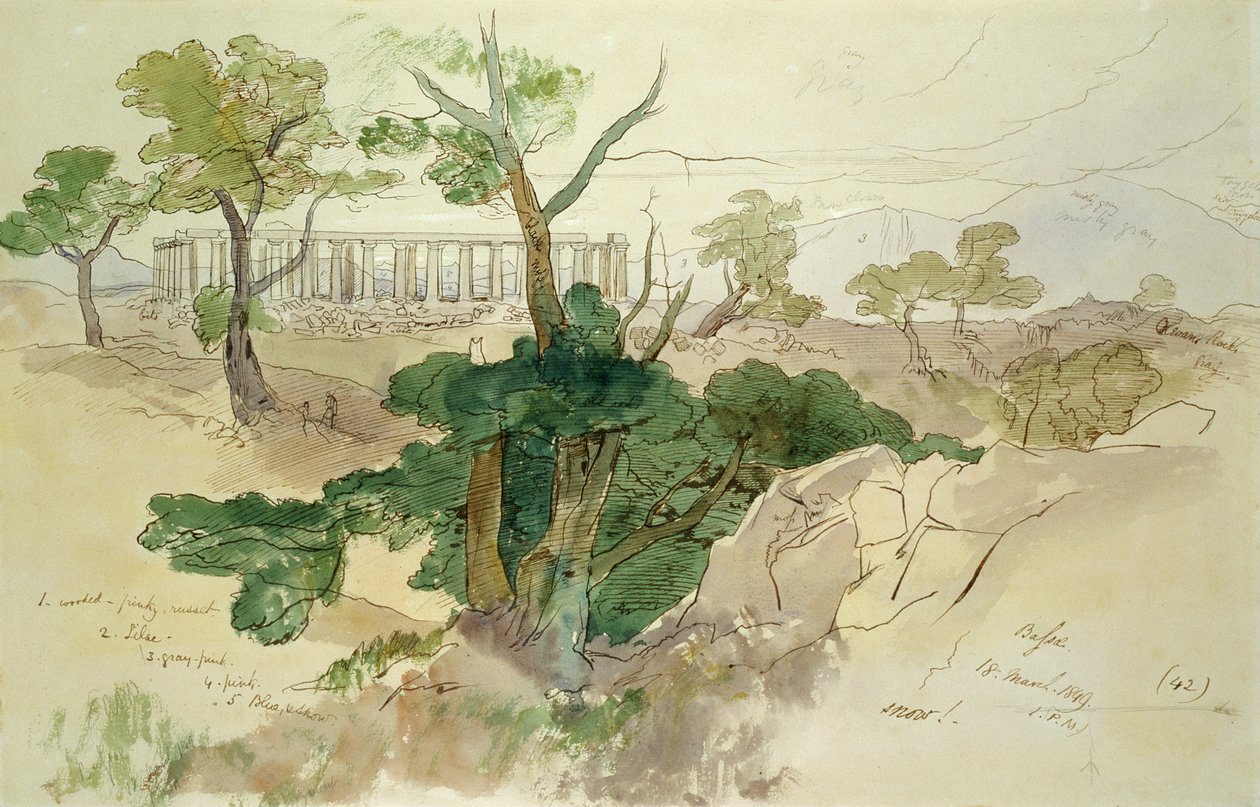 Świątynia w Bassae, 1849 autorstwa Edward Lear