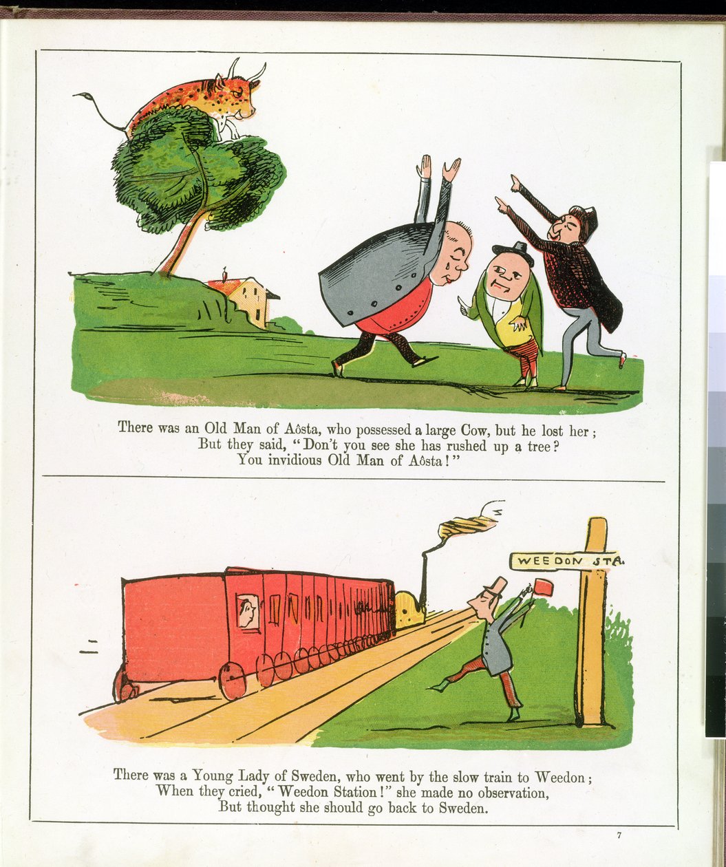 Stary człowiek z Aosty, strona z "Księgi nonsensu autorstwa Edward Lear