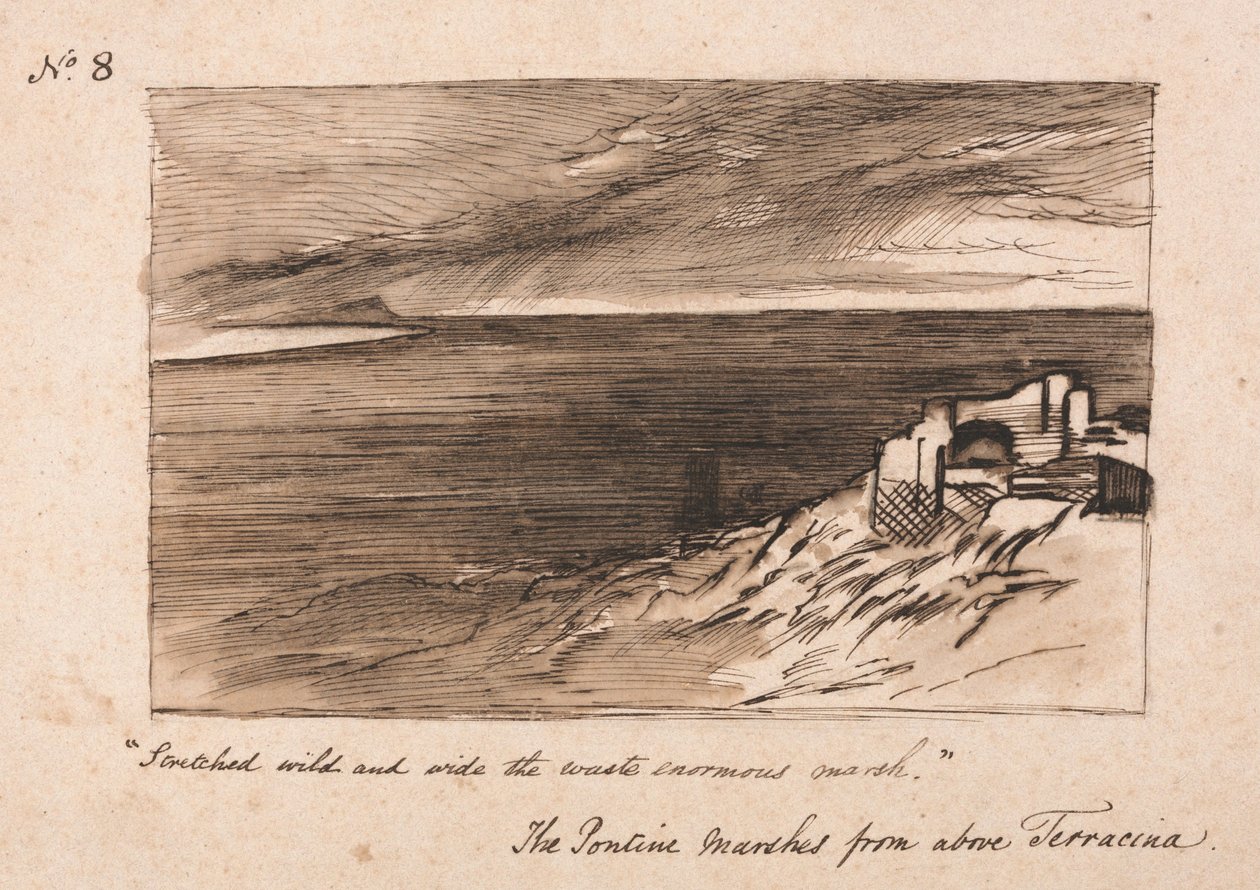 Bagna Pontyjskie nad Terracina autorstwa Edward Lear