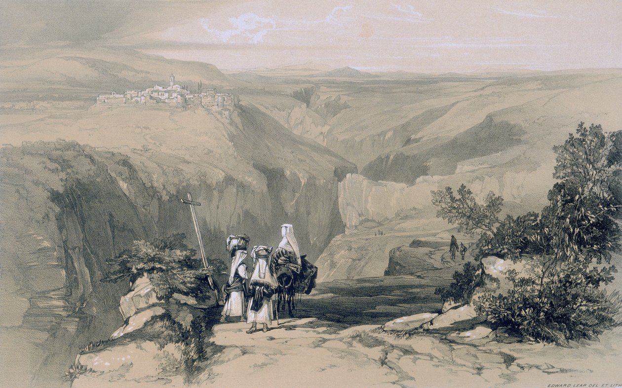 Widoki w Rzymie i okolicach: widok na Collepardo autorstwa Edward Lear