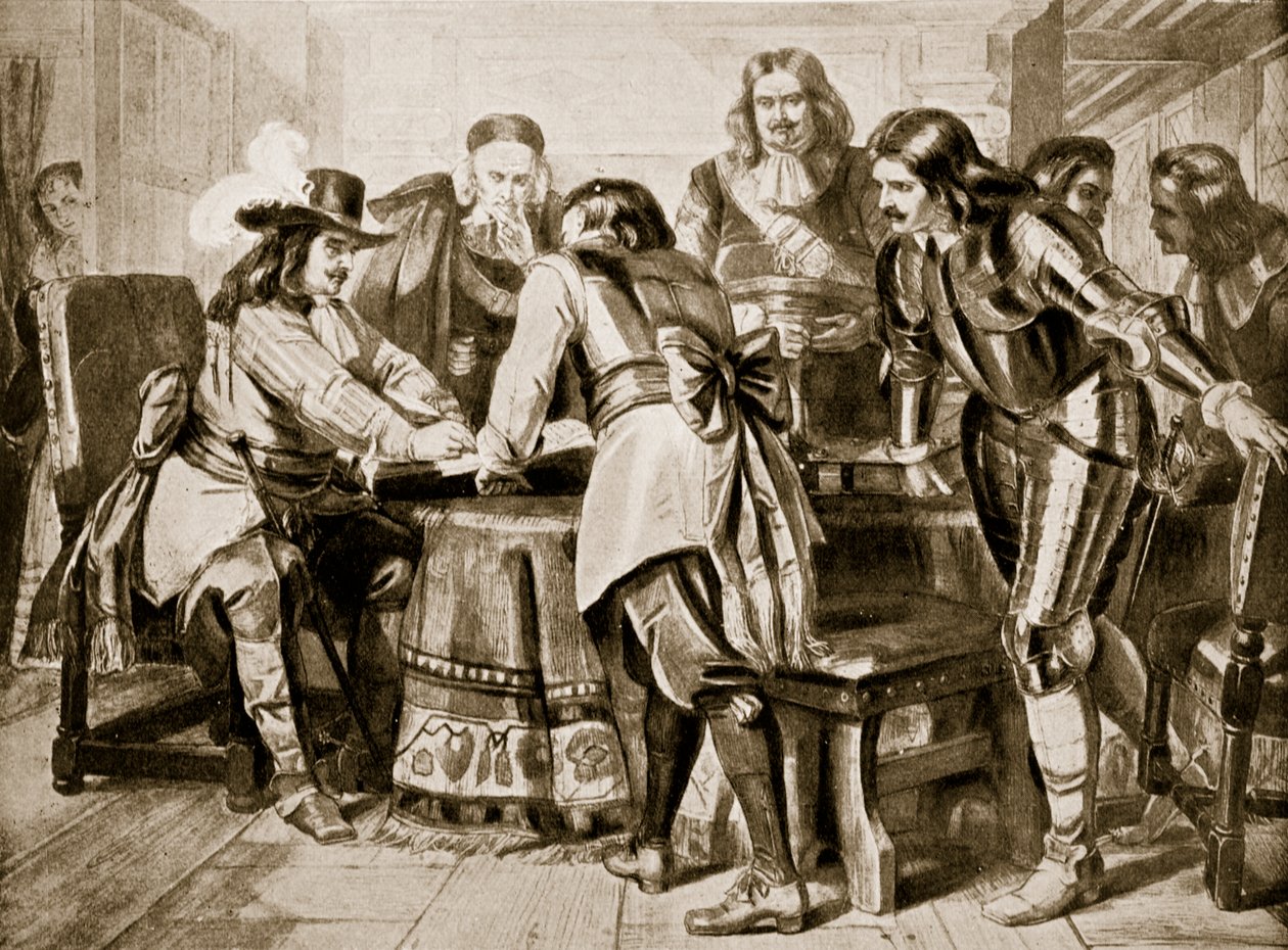 Generał Monck opowiada się za wolnym parlamentem, 1660, ilustracja z „Hutchinson