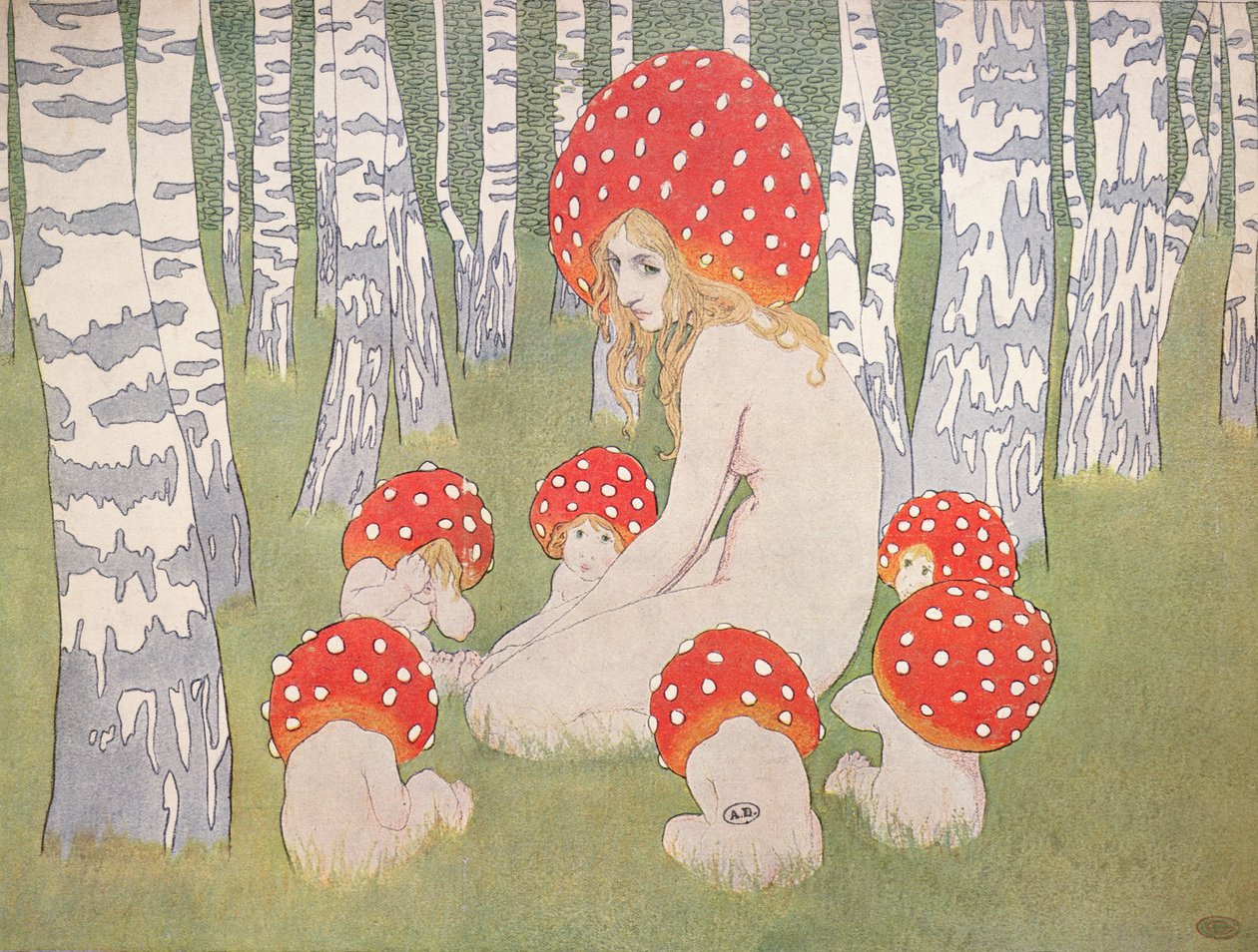 Matka Grzyb z dziećmi, ok. 1900 autorstwa Edward Okun
