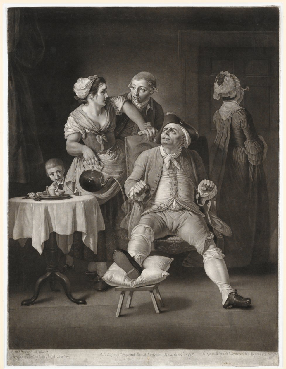 Rozpusta ukarana przez zaniedbanie i pogardę, grafika Valentine Green, 1775 (mezzotinta) autorstwa Edward Penny