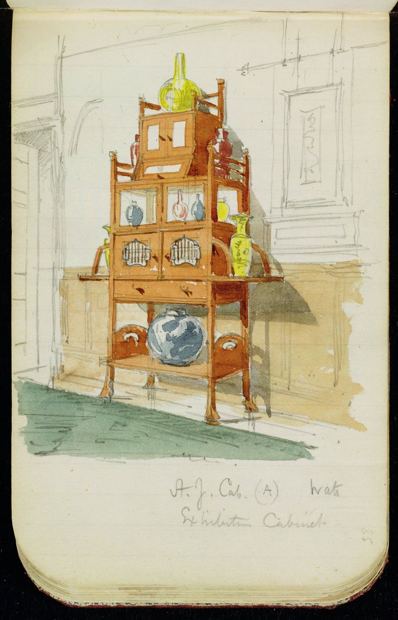 Gabinet Wystawowy, ok. 1860-70 (wc i ołówek na papierze) autorstwa Edward William Godwin