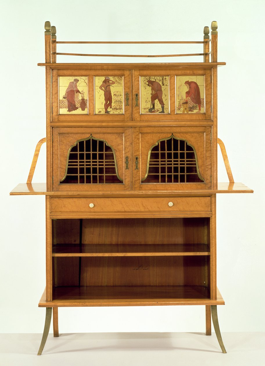 Szafka z drewna satynowego z malowanymi panelami, ok. 1877 (drewno satyna) autorstwa Edward William Godwin