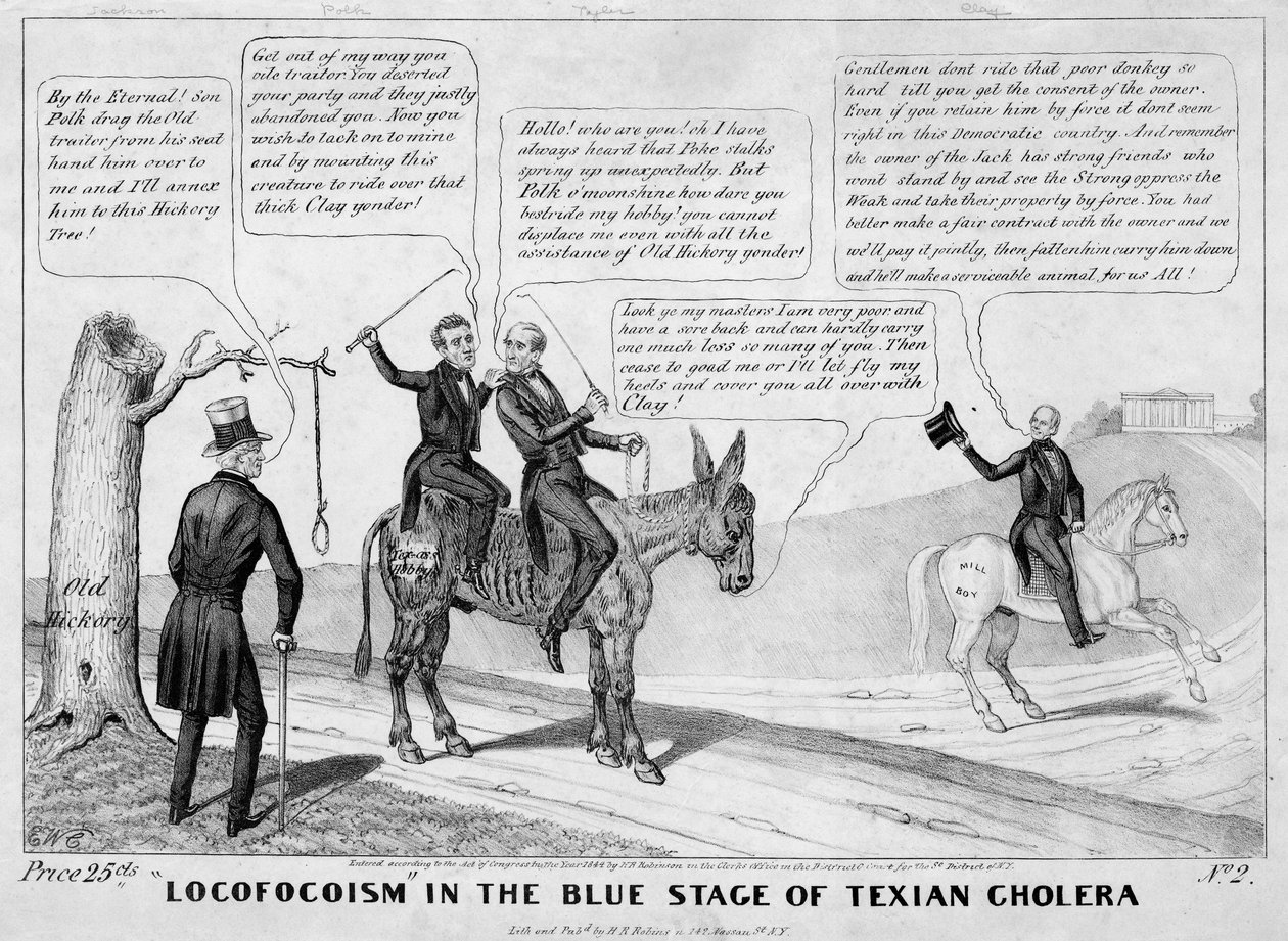 Locofocoism in the Blue Stage of Texian cholera, opublikowany przez HR Robinsona, Nowy Jork, 1844 autorstwa Edward Williams Clay