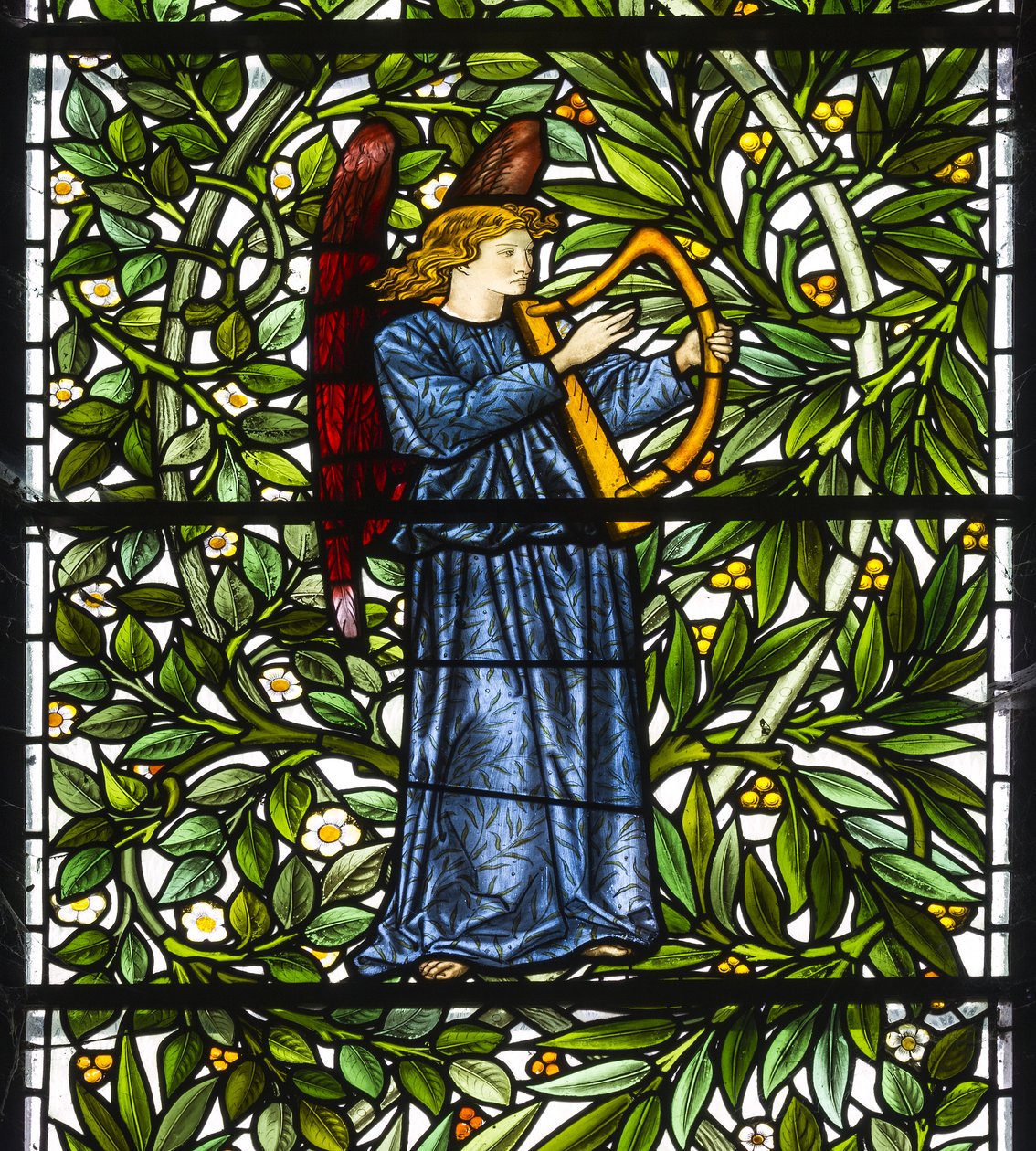 Zakonnica Monkton, St Mary, Morris Marshall & Faulkner & Co, William Morris, Edward Burne-Jones, Anioł Muzyk, 1873 autorstwa Edward and Morris Burne Jones