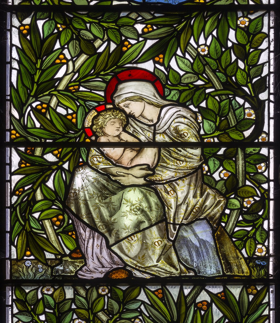Zakonnica Monkton, St Mary, Morris Marshall & Faulkner & Co, William Morris, Edward Burne-Jones, Madonna z Dzieciątkiem, 1873 autorstwa Edward and Morris Burne Jones