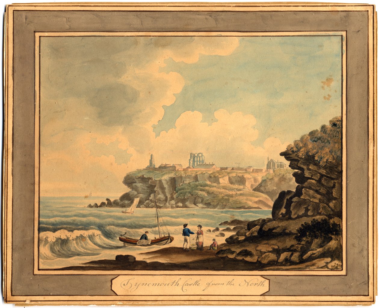 Zamek Tynemouth od północy, początek XIX w. (akwarela) autorstwa Edward (after) Dayes