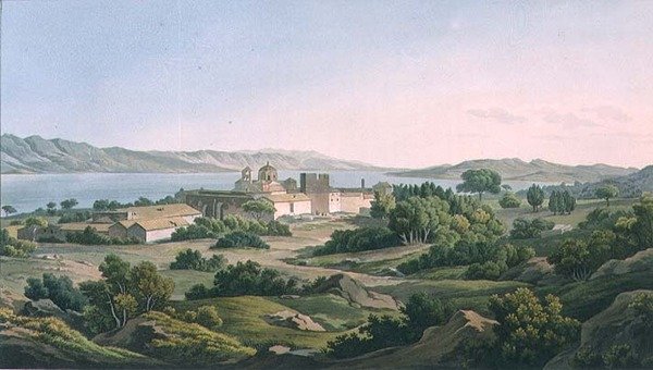 Klasztor Phaineromene, tablica 26 z części 5 "Widoki w Grecji", ryt. Robert Havell autorstwa Edward (after) Dodwell