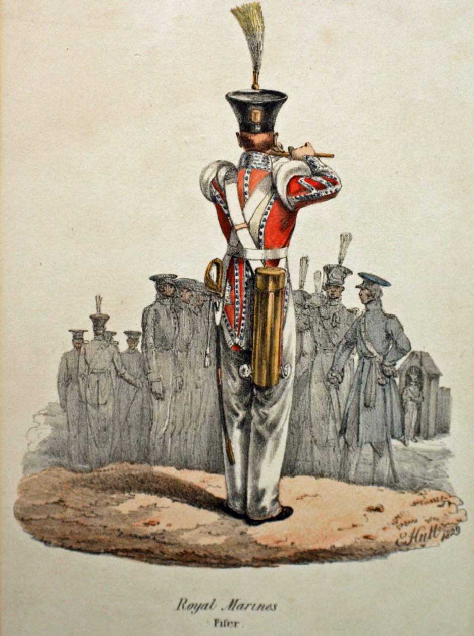 Royal Marines Fifer, c.1829 (ręcznie kolorowana lito) autorstwa Edward (after) Hull