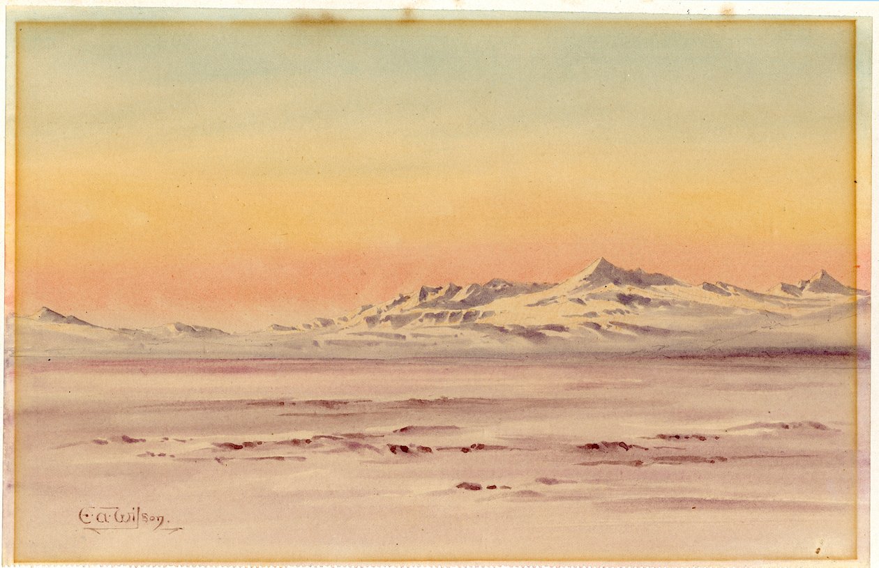 Antarktyczna scena przybrzeżna, 1901-04 (wc na papierze) autorstwa Edward Adrian Wilson