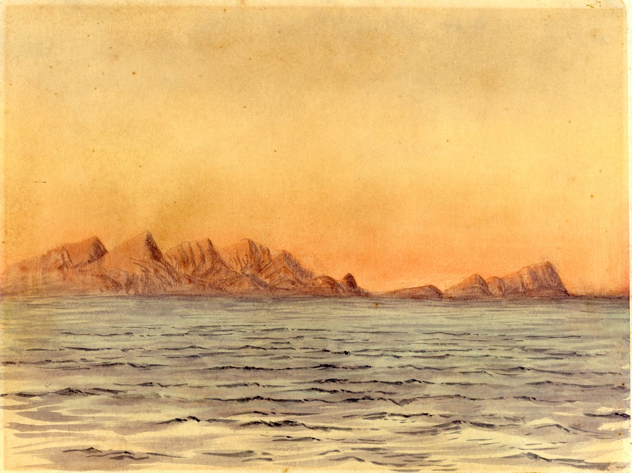 Zachód słońca, Simons Bay, RPA (wc na papierze) autorstwa Edward Adrian Wilson