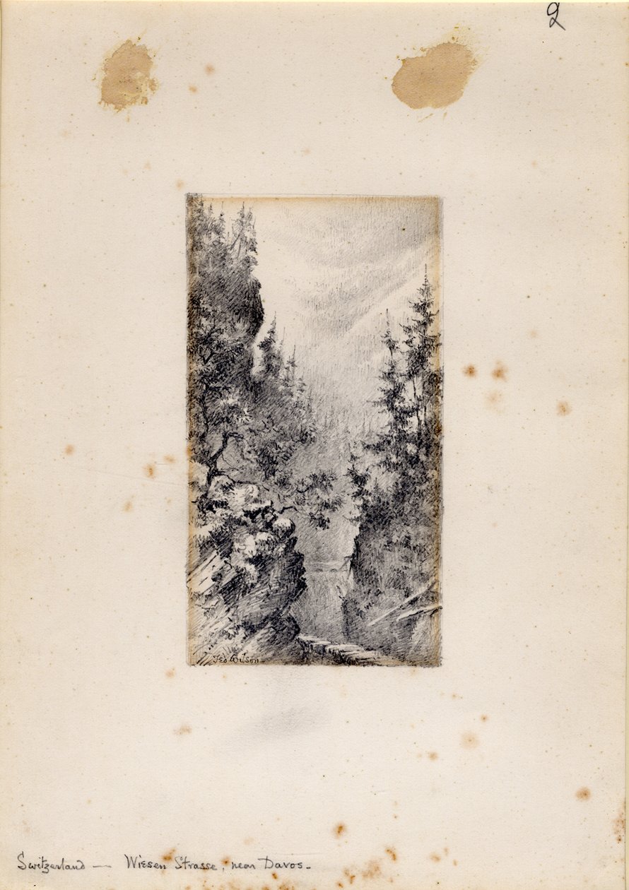 Wiesen Strasse koło Davos, Szwajcaria, 1898-99 autorstwa Edward Adrian Wilson