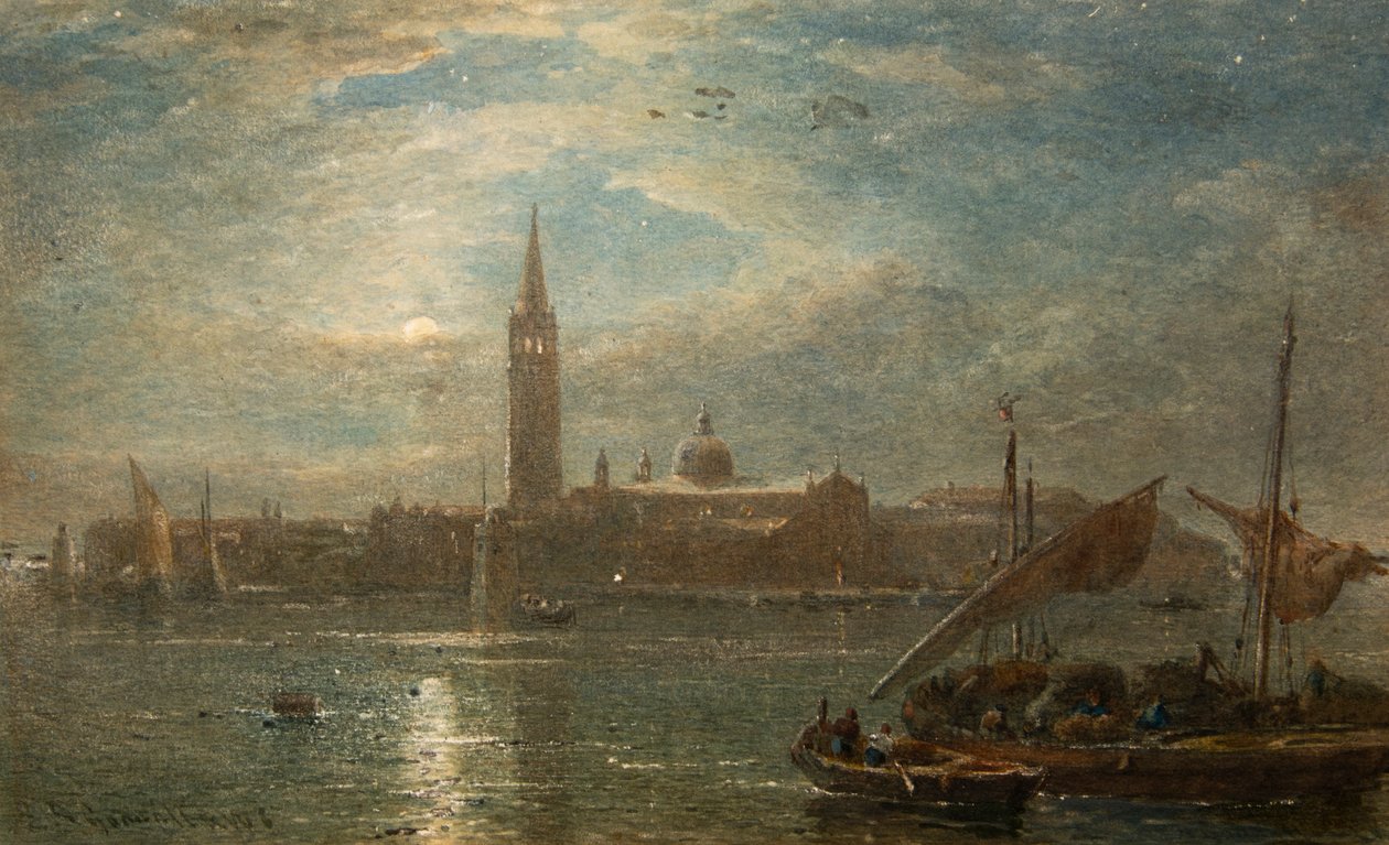 St Georgio w świetle księżyca, Wenecja (akwarela) autorstwa Edward Angelo Goodall