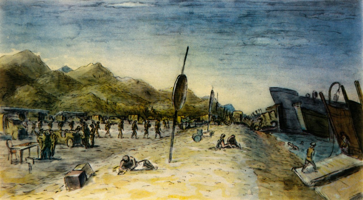„Inwazja Włoch”, 1944. autorstwa Edward Ardizzone
