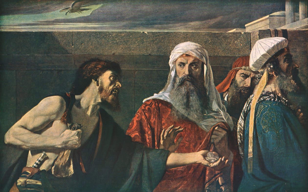 Wyrzut Judasza, 1866, c1930. autorstwa Edward Armitage