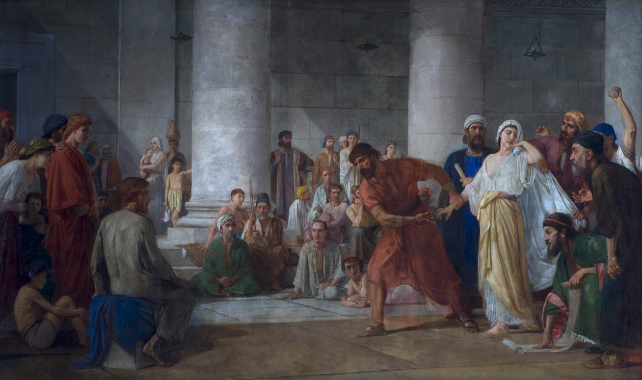 Kobieta przyłapana na cudzołóstwie, po 1860 (olej na płótnie) autorstwa Edward Armitage
