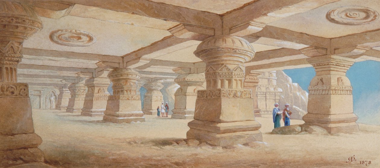 „Świątynia skalna, Ellora”, Maharashtra, Indie, 1878 autorstwa Edward Arthur Heffer
