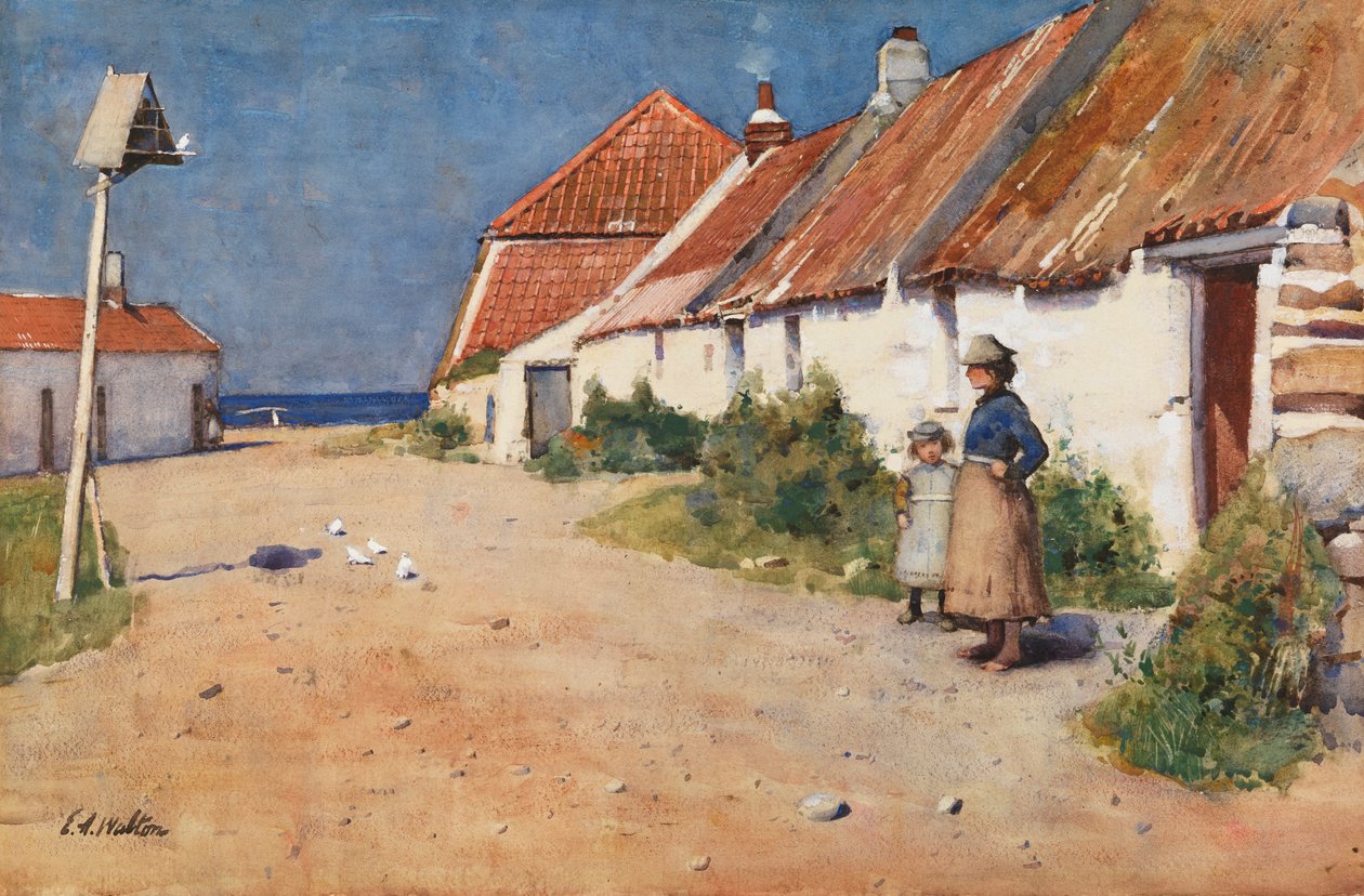 Domki Nadmorskie z Gołębnikiem (akwarela na papierze) autorstwa Edward Arthur Walton