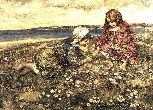 Zbieranie pierwiosnków autorstwa Edward Atkinson Hornel
