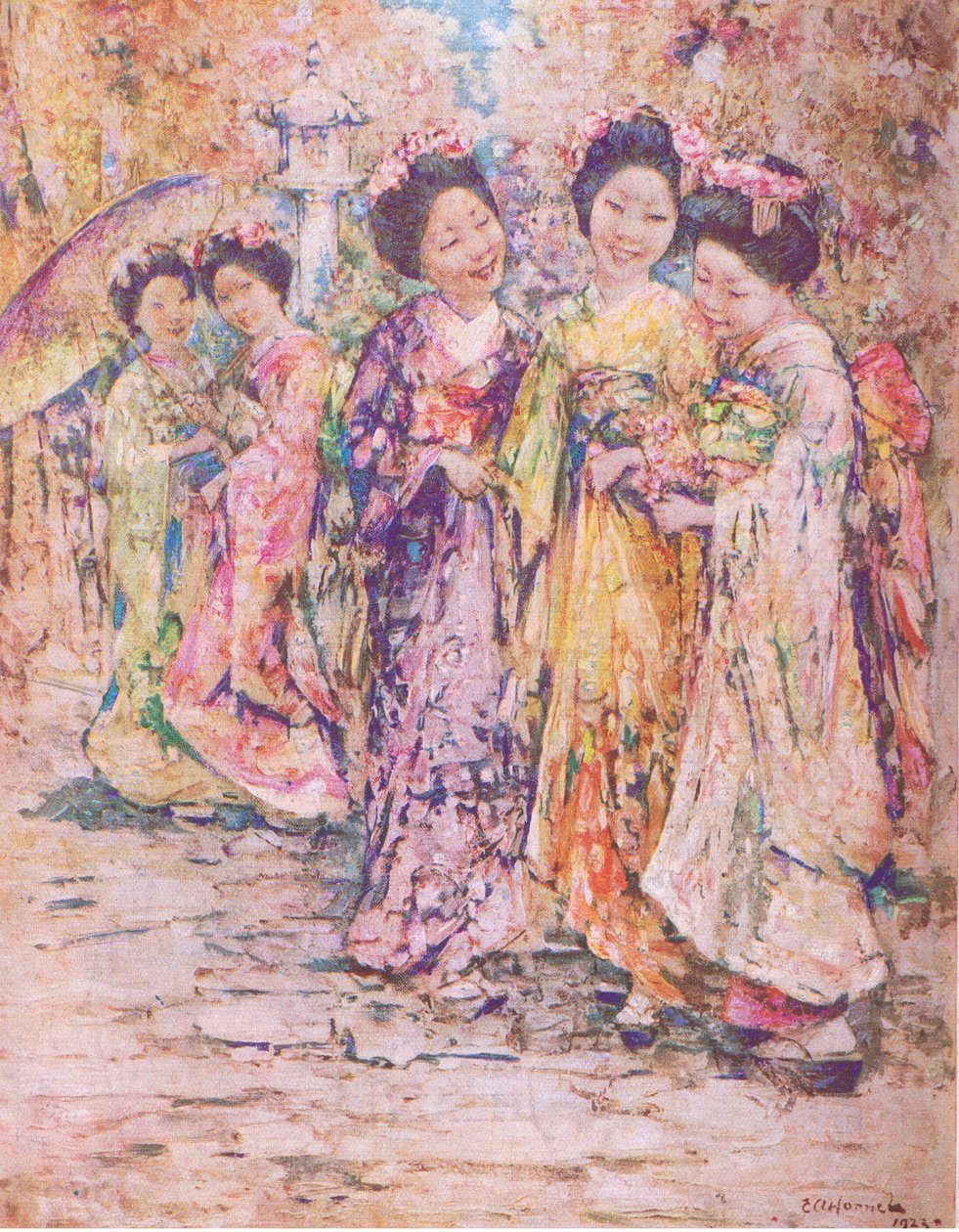 Promenada, Kioto, ilustracja z My Magazine autorstwa Edward Atkinson Hornel